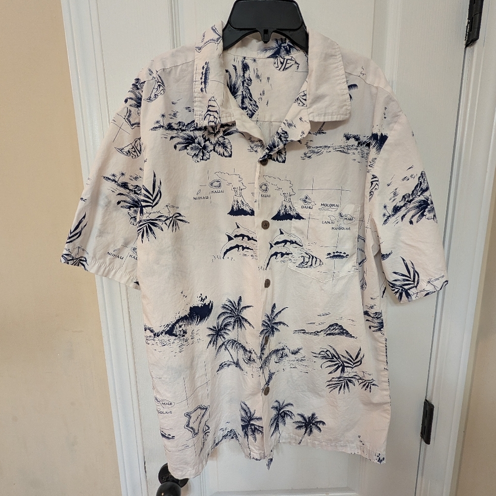 Men's Palmwave Hawaiian Short Sleeve  Button Down Shirt